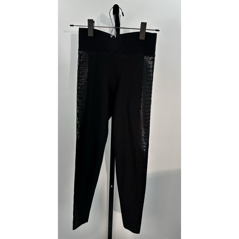 Ultracor Black Slim Skinny Leggings Womens S Croc Side Panels Made USA